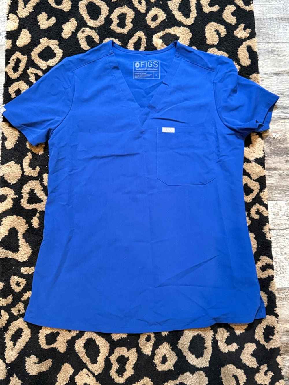 Figs Royal Blue V-Neck Technical Scrub Top